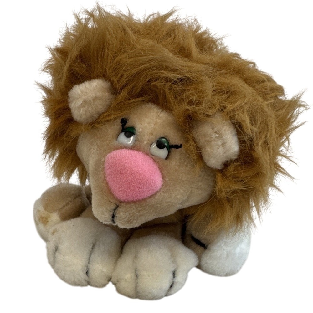 Applause‎ Lion Stuffed Animal Plush Toy Pink Nose Green Eyes Cute